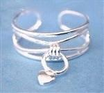 Dangle Heart Sterling Silver Toe Ring