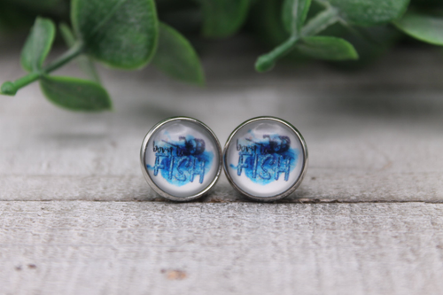 Born to Fish  Glass Stud Earrings