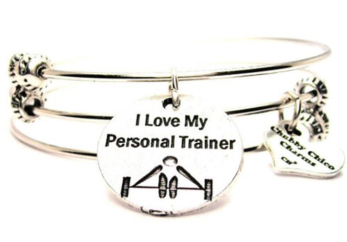 I Love My Personal Trainer Triple Style Bangle Bracelet