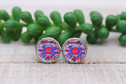 Bills Football - Feathers || 12mm Glass Stud Earrings