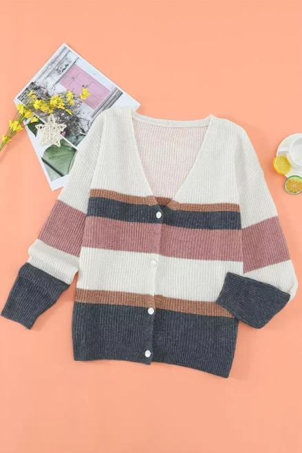 Shan Color Block Button Detail Sweater