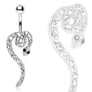 316L Surgical Steel Multi CZ Snake Navel Ring