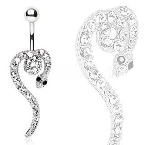 316L Surgical Steel Multi CZ Snake Navel Ring