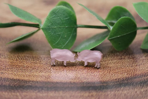 Pink Pearl Pigs || Acrylic Stud Earrings || Hypoallergenic