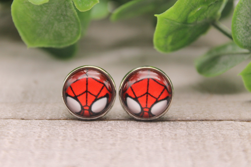 Spiderman  Glass Stud Earrings