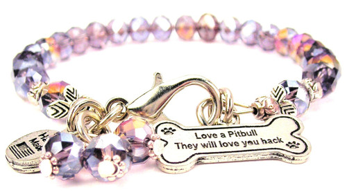 Love A Pitbull They Will Love You Back Splash Of Color Crystal Bracelet