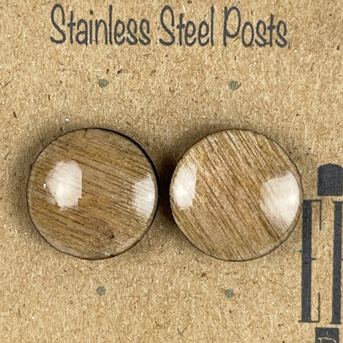 Medium - Whole Wheat - Handmade Stud Wooden Earrings - Minimalistic Circle