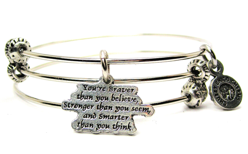 You're Braver Than You Believe Triple Style Bangle Bracelet