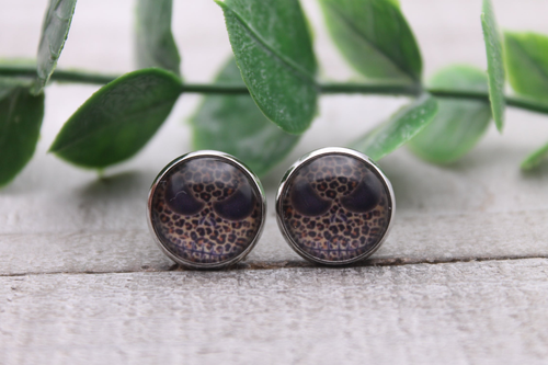 Leopard Jack || Glass Stud Earrings || Hypoallergenic