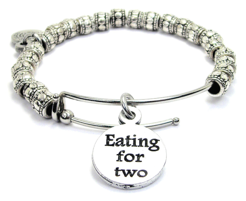 Eating For Two Metal Beaded Bangle Bracelet