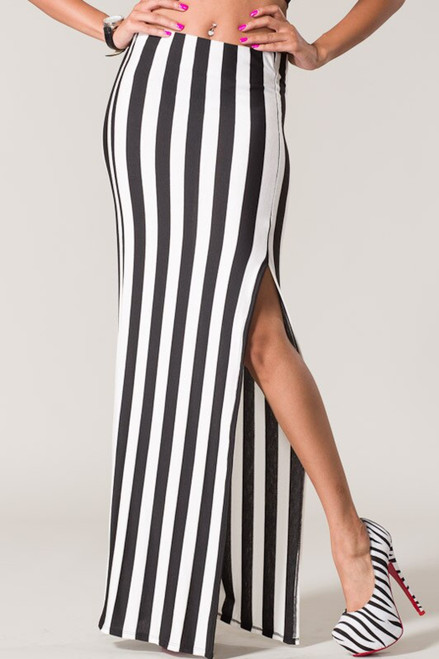 Two-Toned Striped Maxi Skirt