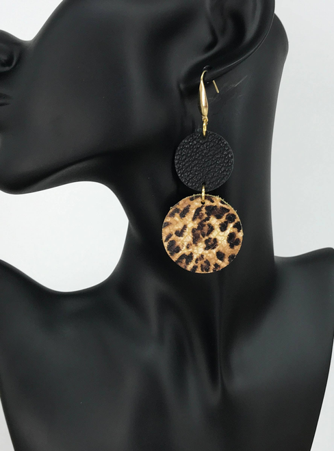 Banana Leopard Leather Dangle Earrings
