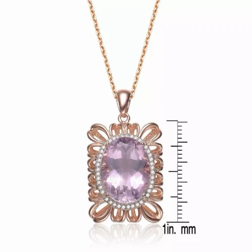 Collette Z Sterling Silver White Cubic Zirconia and Rose Plating Clear Pendant