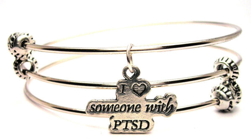 I Love Someone With Ptsd Triple Style Bangle Bracelet