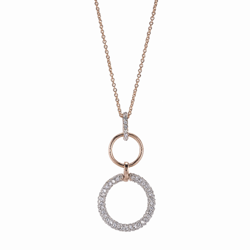 Collette Z Sterling Silver Cubic Zirconia Double Open Circles Necklace
