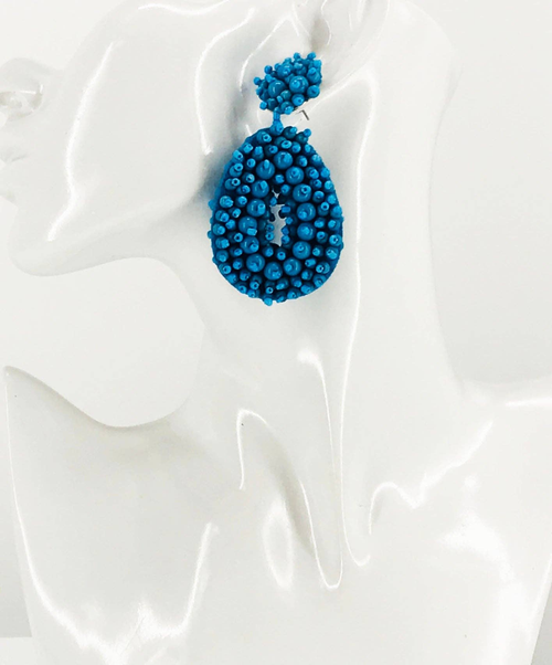 Bohemian Beaded Teardrop Stud Earrings