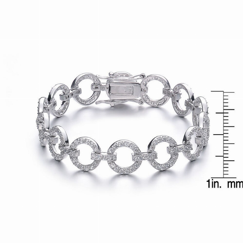 Collette Z Sterling Silver Cubic Zirconia Circle Link Bracelet