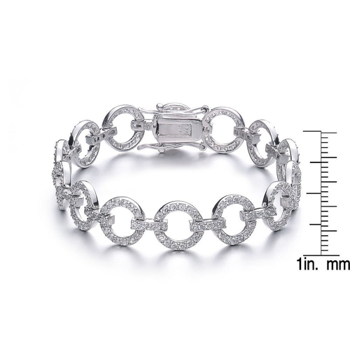 Collette Z Sterling Silver Cubic Zirconia Circle Link Bracelet