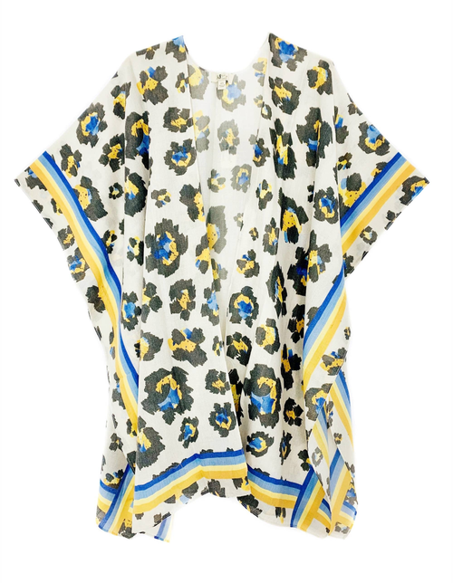 Border-Accent Leopard Kimono