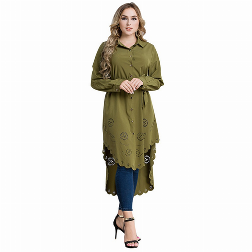 Blouse Hollow Out Turn-Down Collar