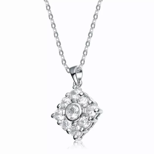 Collette Z Sterling Silver White Cubic Zirconia Diamond Shaped Pendant
