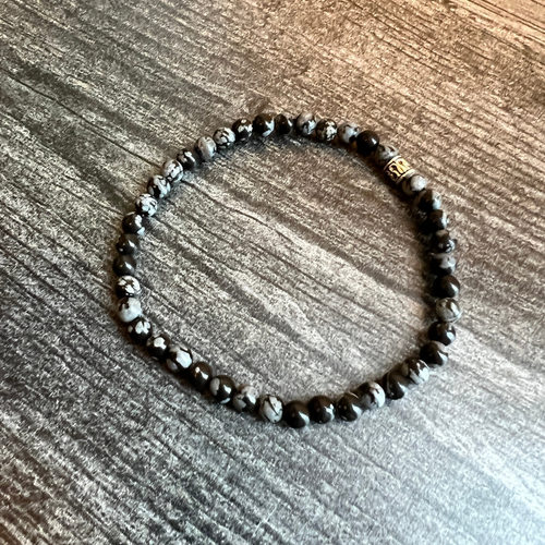 Snowflake Obsidian Bead Bracelet