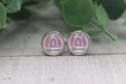 Blessed Rainbow  Glass Stud Earrings