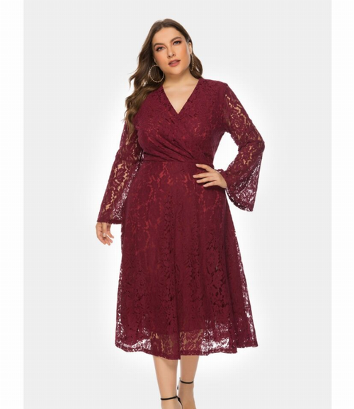 Elegant Long-Sleeve Lace Evening Gown