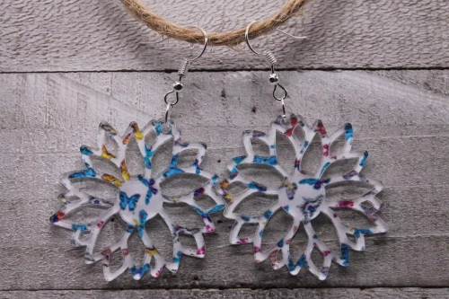 Butterfly Sunflower Acrylic Dangle Earrings