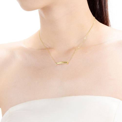 Collette Z Gold Overlay Cubic Zirconia Curve Line Necklace