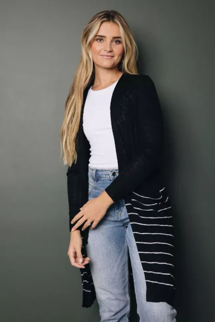 Phoebe Striped Long Cardi