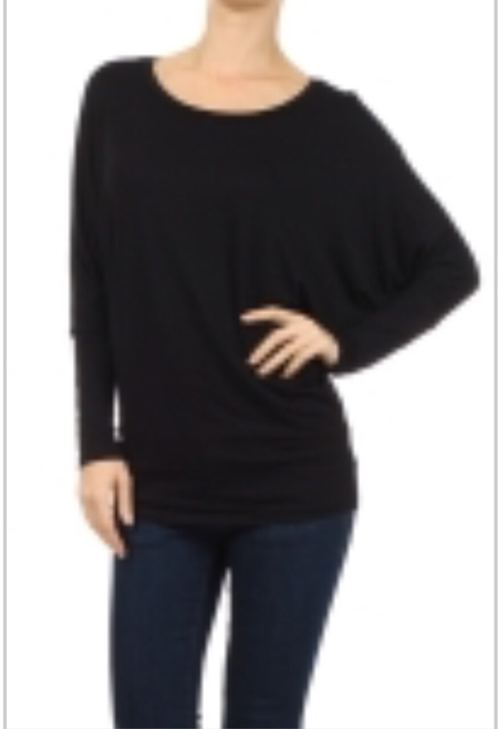 Long Sleeve Dolman Basic Tunic Top Back