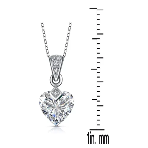 Collette Z Sterling Silver clear Heart Cubic Zirconia Pendant