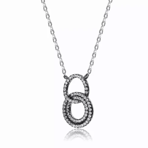 Collette Z Black-plated Sterling Silver White Cubic Zirconia Circle Dangle Necklace