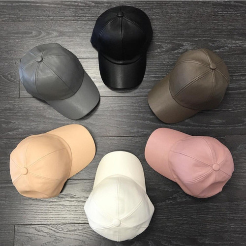 Leather Baseball Cap White
