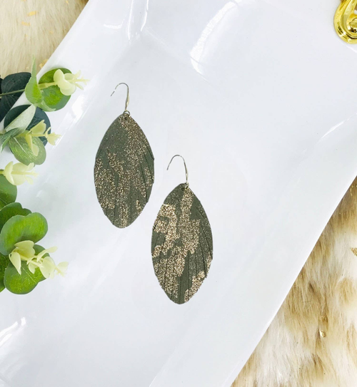 Fringe Camo Leather Earrings 