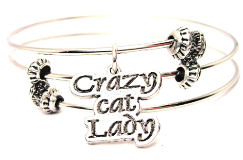 Crazy Cat Lady Triple Style Bangle Bracelet