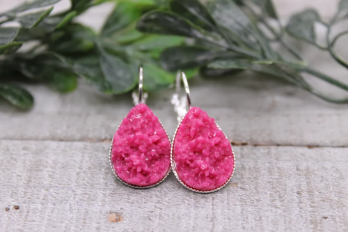 Rose Pink || Teardrop French Lever Earrings