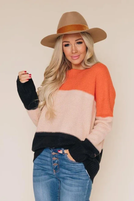 I See Double Color-Block Knit Sweater