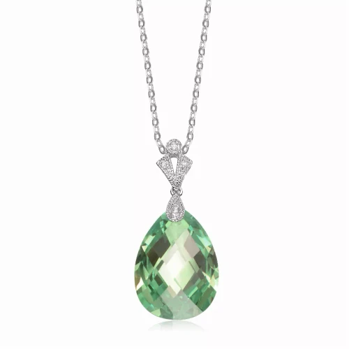 Collette Z Sterling Silver Lime Cubic Zirconia Teardrop Pendant