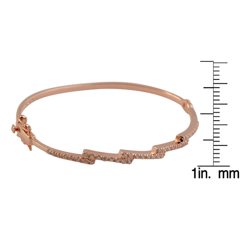 Collette Z Rose-plated Sterling Silver Cubic Zirconia Zig Zag Bangle