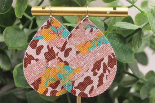 Cow, Floral & Glitter Mini Faux Leather Earrings