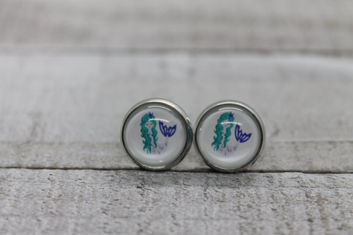Mermaid Glass Stud Earrings