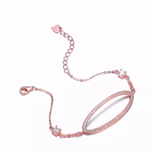 Collette Z Rose Overlay Cubic Zirconia Fancy Oval Bangle