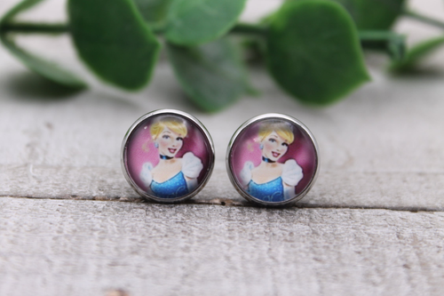 Cinderella | Glass Stud Earrings | Hypoallergenic