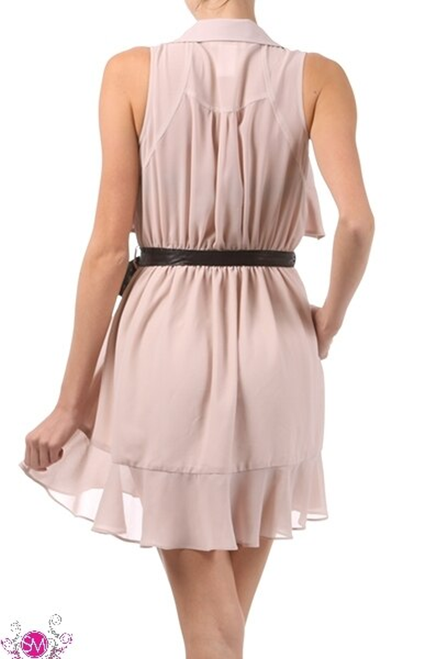 Mauve Wrap Dress with Ruffle