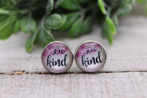 Be Kind || 12mm Glass Stud Earrings