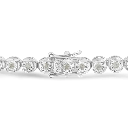.925 Sterling Silver 1.0 Cttw Diamond Miracle-Set 7" Link Bracelet (I-J Color, I3 Clarity)
