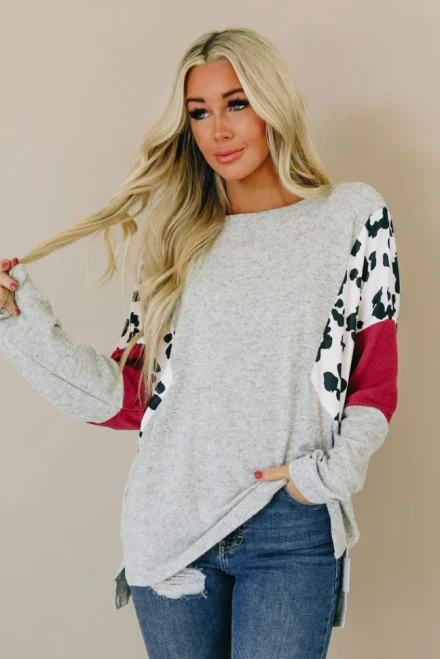 Get It Girl Leopard Color Block Top