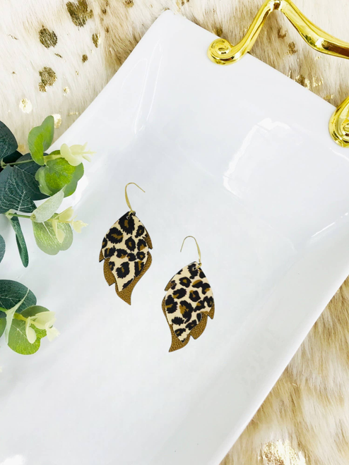 Cheetah and Faux Leather Earrings 